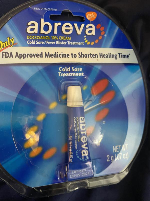 Abreva Docosanol 10% Cream Pump, FDA Approved Treatment for Cold Sore/Fever  Blister, 2 grams