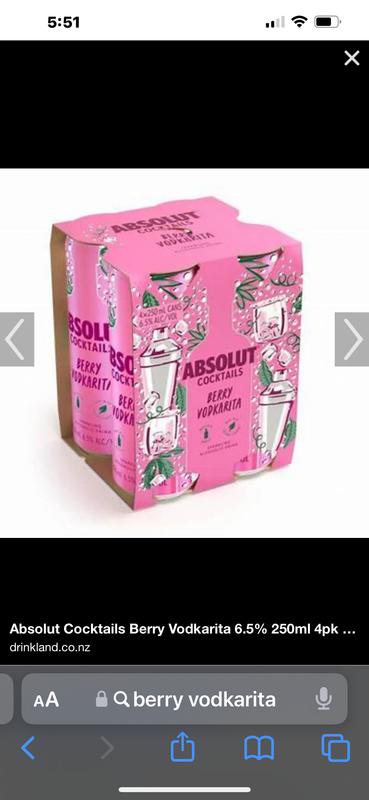 Absolut Berry Vodkarita Sparkling, 4 Pack 355 ml | Meijer