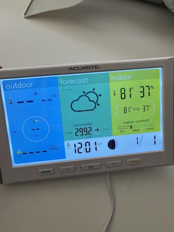 AcuRite Iris (5-in-1) Weather Station with Color Display for Indoor and  Outdoor Temperature and Humidity, Wind & Rain with Built-In Barometer