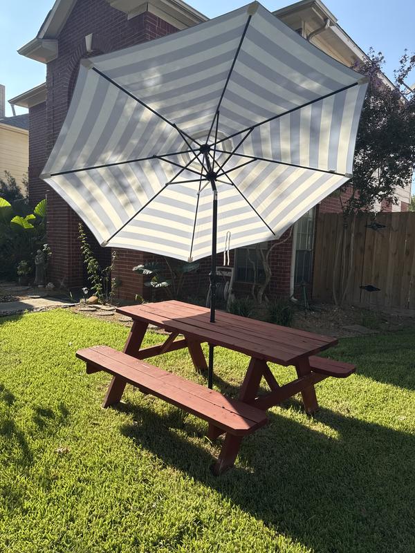 9 ft patio umbrella academy Mosaic Round 9 ft Patio Market Striped Umbrella