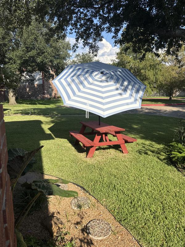 9 ft patio umbrella academy Mosaic Round 9 ft Patio Market Striped Umbrella