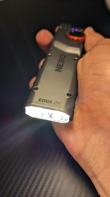 nebo edge 200 flashlight 2K Lightweight Pocket Light Perfect for Everyday Carry Controlling the 2 light modes is the glow Nebo Edge 2K pocket light