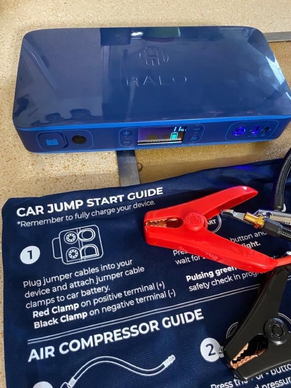 HALO Bolt Air + Dynamic Display Air Compressor, Jump Starter & Charging Ports