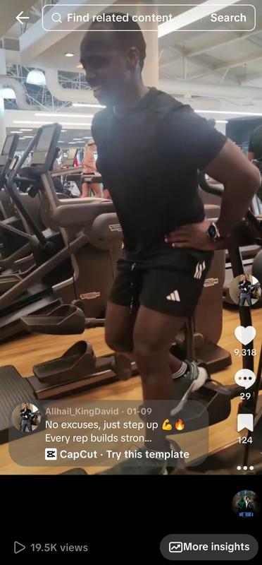 Mastery of Elliptical machine wearing Adidas gear