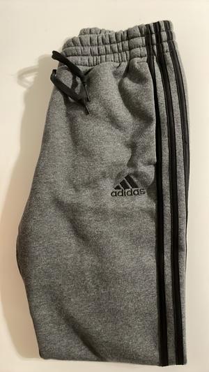 adidas Mens Essentials French Terry Tapered-Cuff 3-Stripes Pants