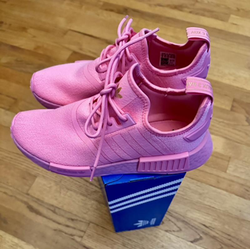 Customer photo for "Cute & Comfortable pink sneakers."