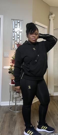 adidas Originals leggings in black with gold logo and zipper