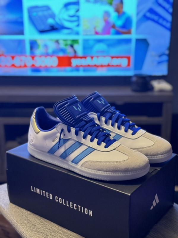 adidas Originals Samba Messi "Ftwr White/Royal" Men's Indoor Soccer Shoe