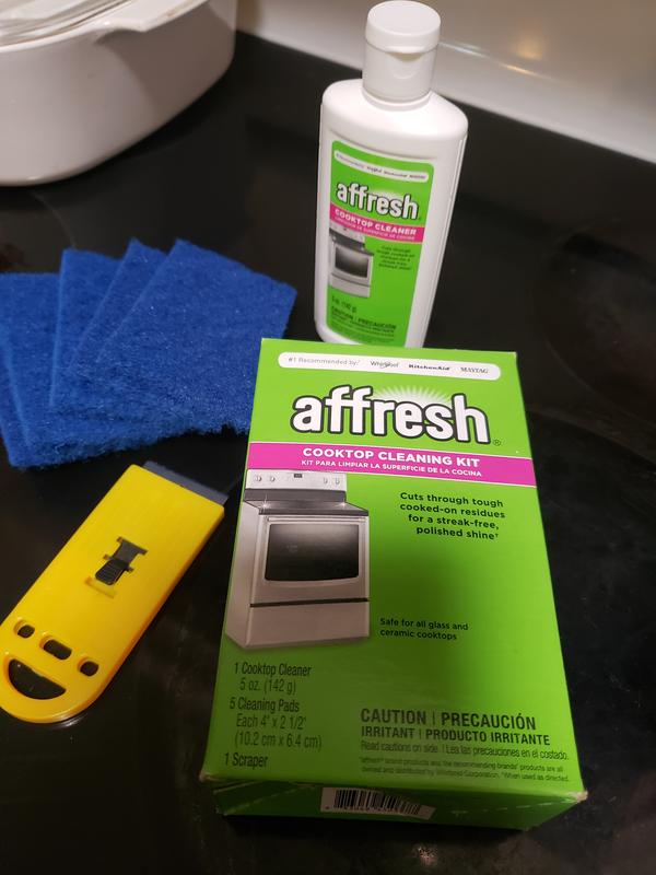 Affresh Cooktop Cleaning Kit, Safe for Glass & Ceramic Cooktops, Includes 5  oz cleaner, 5 pads, 1 scraper