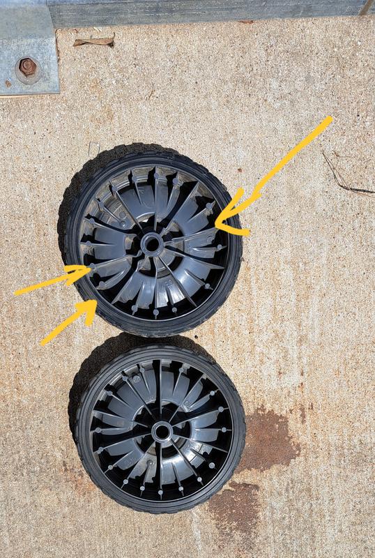 Arrows pointed at spokes crumpling