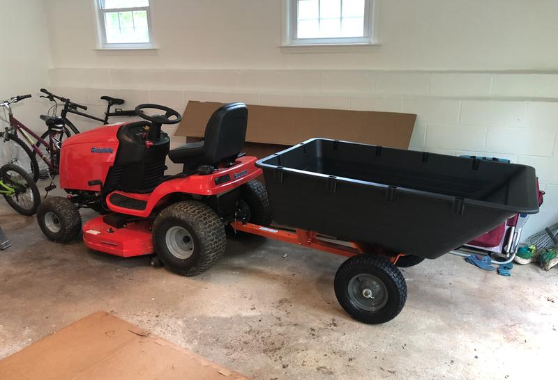 Cart hooked up to my Simplicity mower