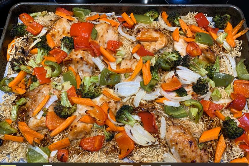 Sheet Pan Teriyaki Chicken and Ramen Noodles