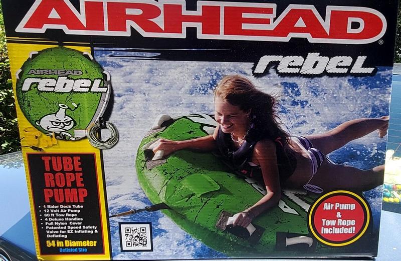 Airhead Rebel Towable Boat Tube factory Float Kit with Rope & Pump, Heavy-Duty Nylon