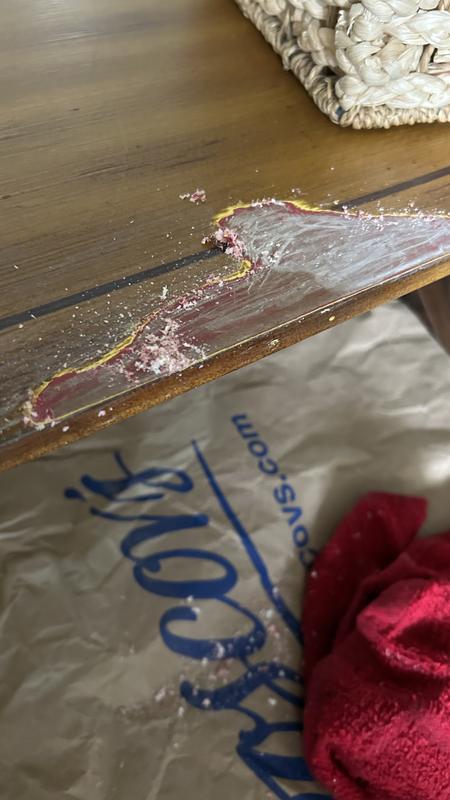 Bottom shelf of table