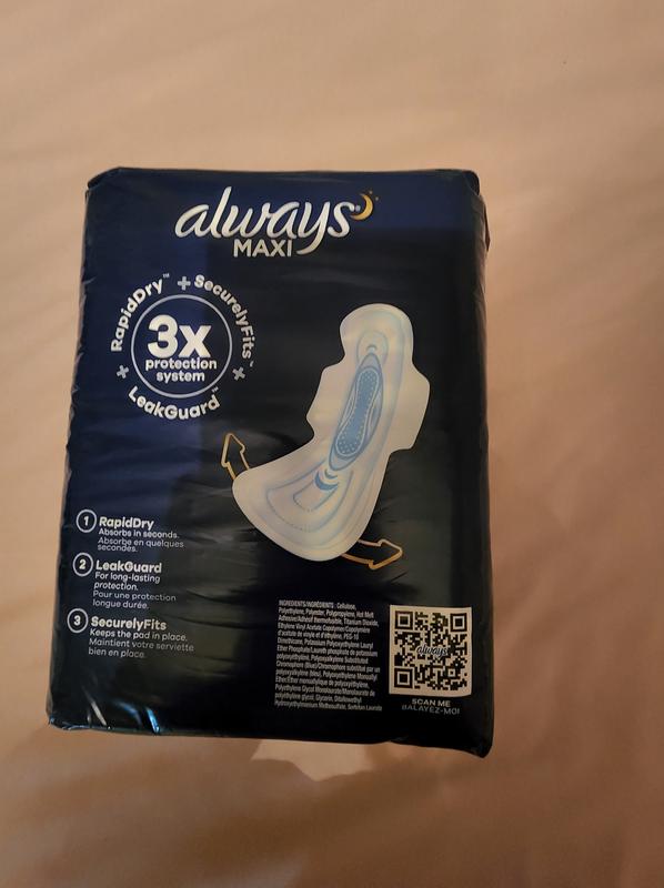ALWAYS Maxi Size 5 Extra Heavy Overnight Pads With Wings Unscented, 27 Count
