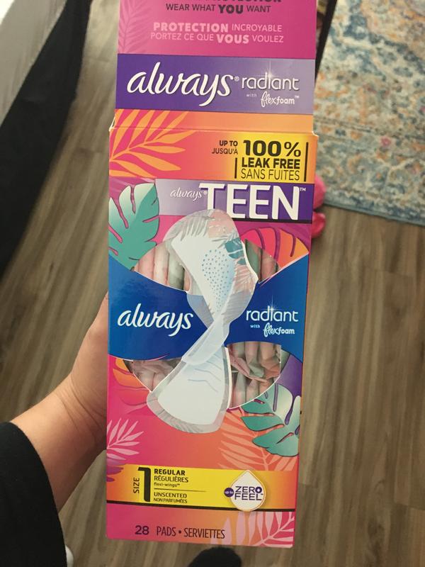 Buy Always Radiant Teen Pads Regular Absorbency at