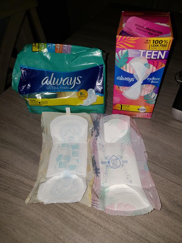 Always Radiant Teen Pads, Size 1, Regular, with Wings, Unscented, 28 CT