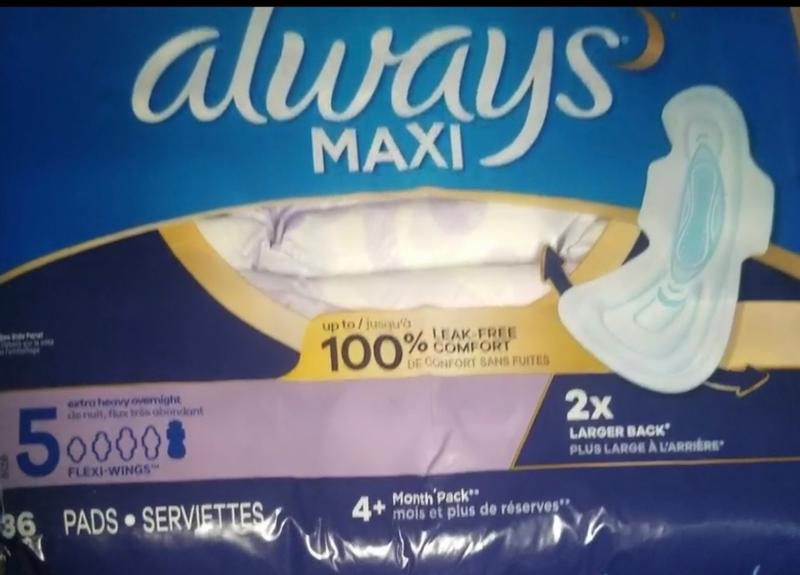 Always Maxi Overnight Pads with Wings for Women, Size 4, Overnight