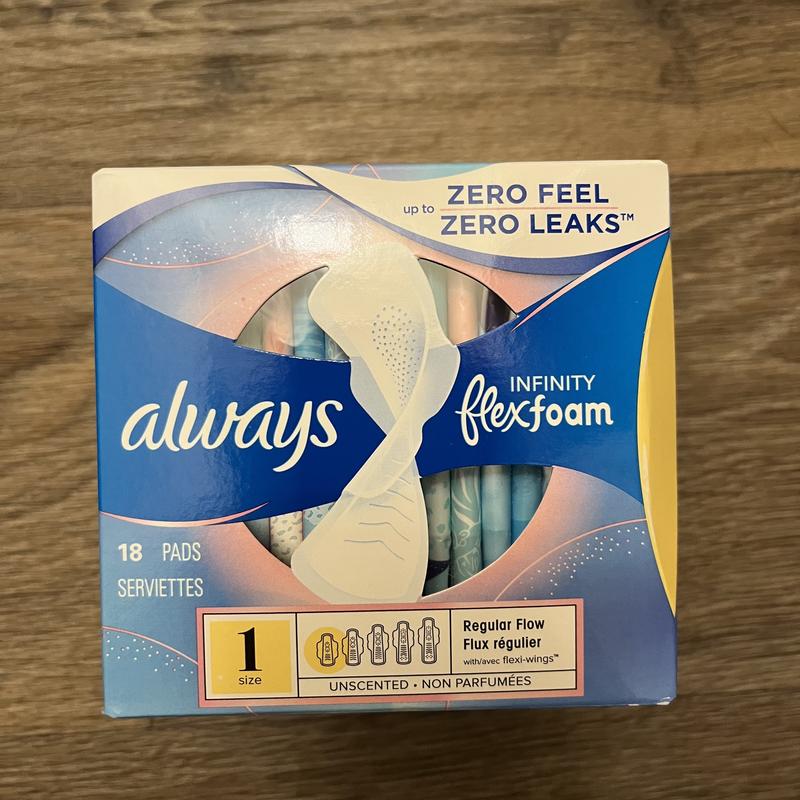 Always® Infinity™ with Avec Flex Foam Unscented Size 4 Sanitary Pads 28 ct  Box