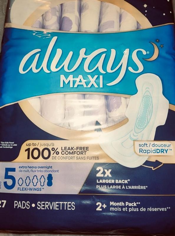 Always Maxi Pads with Wings Overnight Absorbency Size 4 Unscented, 33 count  - City Market