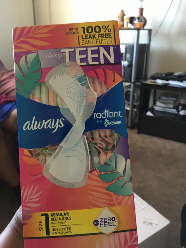 Always Radiant Teen Pads with FlexFoam Regular Absorbency Size 1 Unscented,  14 count - Harris Teeter