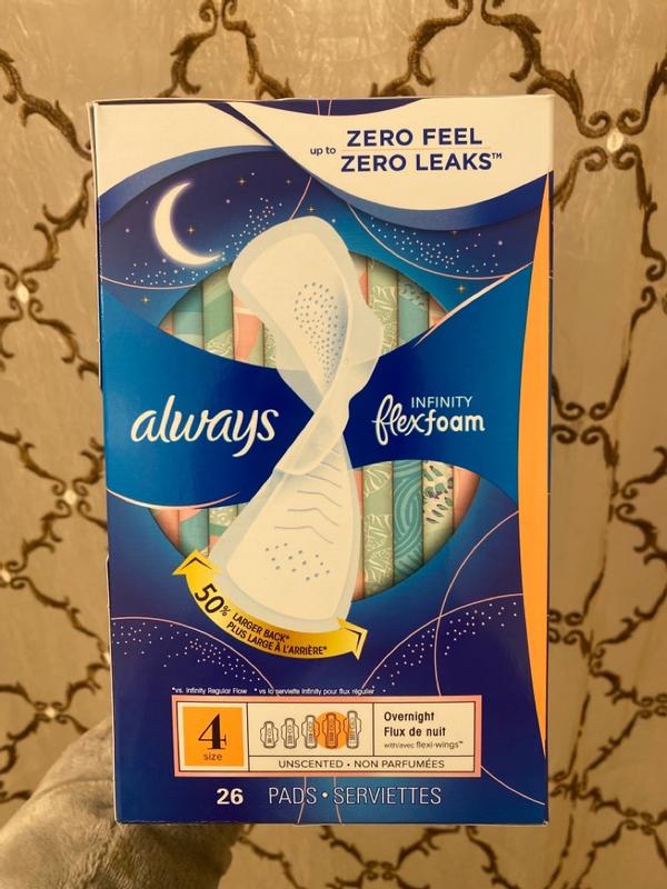 Always Infinity Pads, Extra Heavy Overnight, with Wings Unscented, Size 5