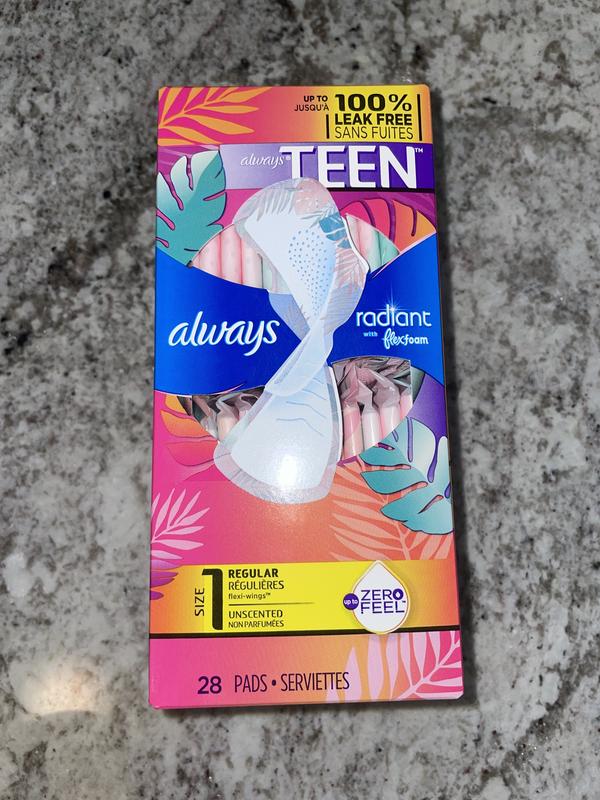 Always Radiant Infinity Totally Teen Pads Regular 14 Count for sale online