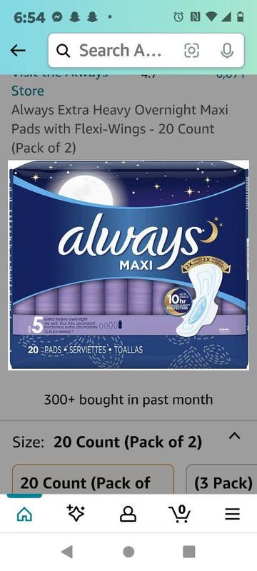 ALWAYS Maxi Size 5 Extra Heavy Overnight Pads With Wings Unscented, 27 –  EveryMarket