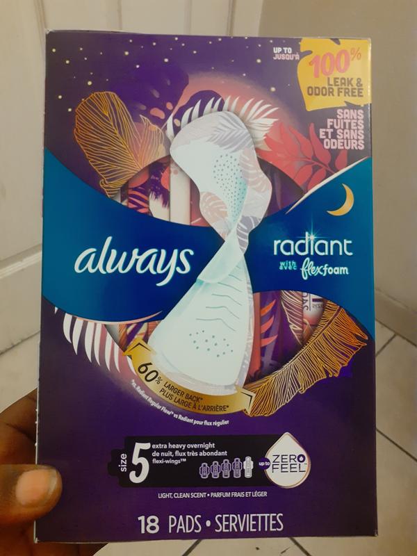 Always Radiant Overnight Sanitary Pads With Wings - Scented - Size