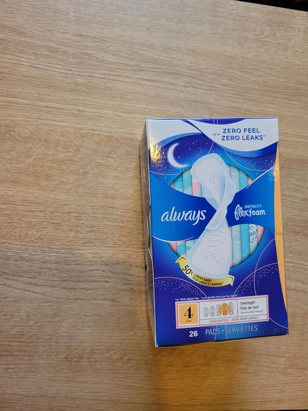 Always InFinity FlexFoam Pads With Wings Overnight Absorbency Size 4  Unscented, 13 count - Gerbes Super Markets