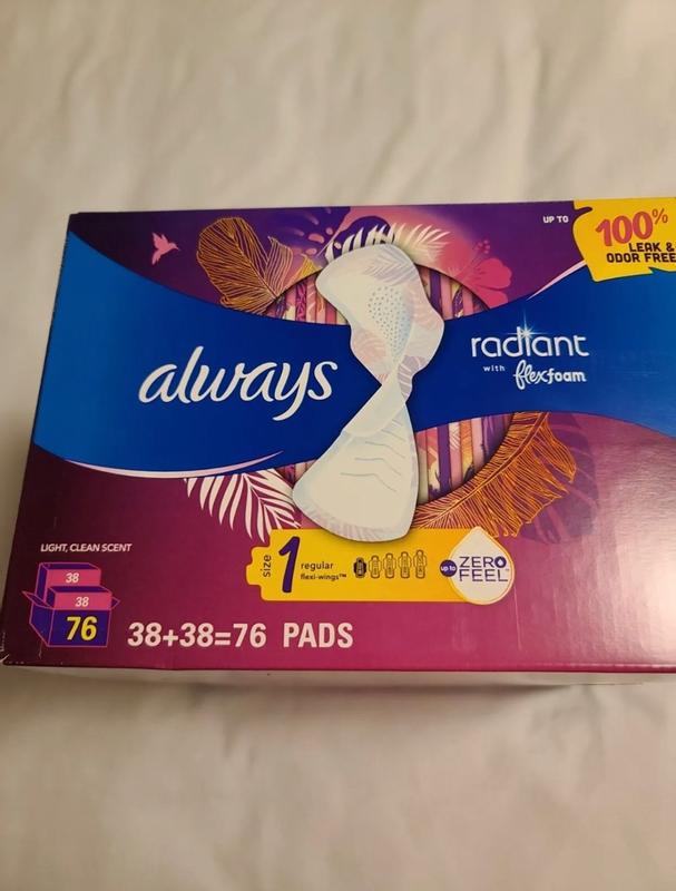 Always Radiant Feminine Pads for Women, Size 3 Extra Heavy, with Wings,  Scented, 30CT