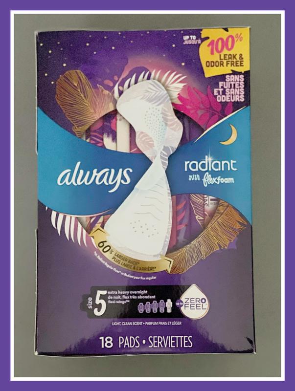 Always Infinity Feminine Pads for Women, Size 4 Overnight, with wings,  unscented, 26ct, Feminine Care
