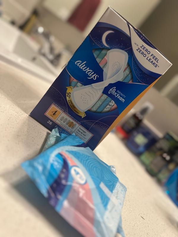 Always Pure Cotton, Feminine Pads For Women, Size 5 Extra Heavy Overnight  Absorbency, Multipack, With Flexfoam, With Wings, Unscented, 18 Count x 3  Packs (54 Count total) : : Health & Personal Care