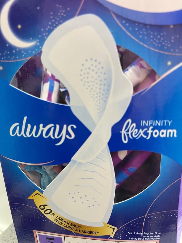 Always Infinity Feminine Pads for Women, Size 2 Regular, with