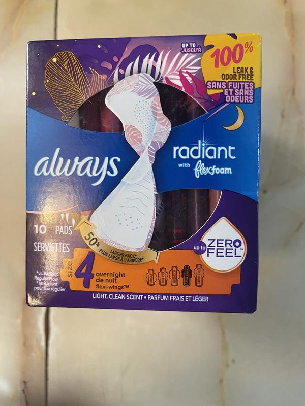 Always Infinity FlexFoam Pads for Women Size 4 Overnight