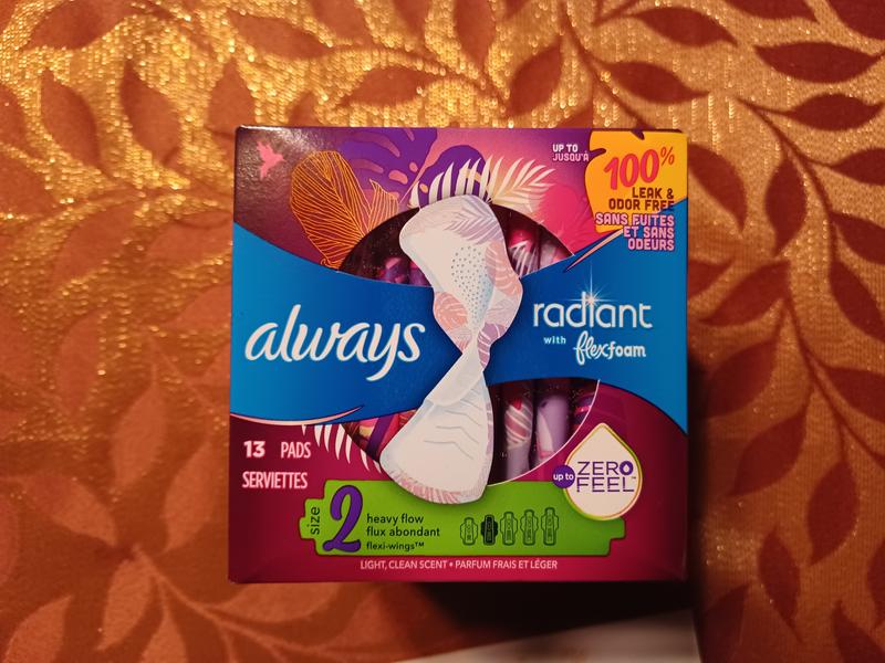 Always Radiant Regular Absorbency Pads With Wings - Scented - Size 1 - 30ct  : Target