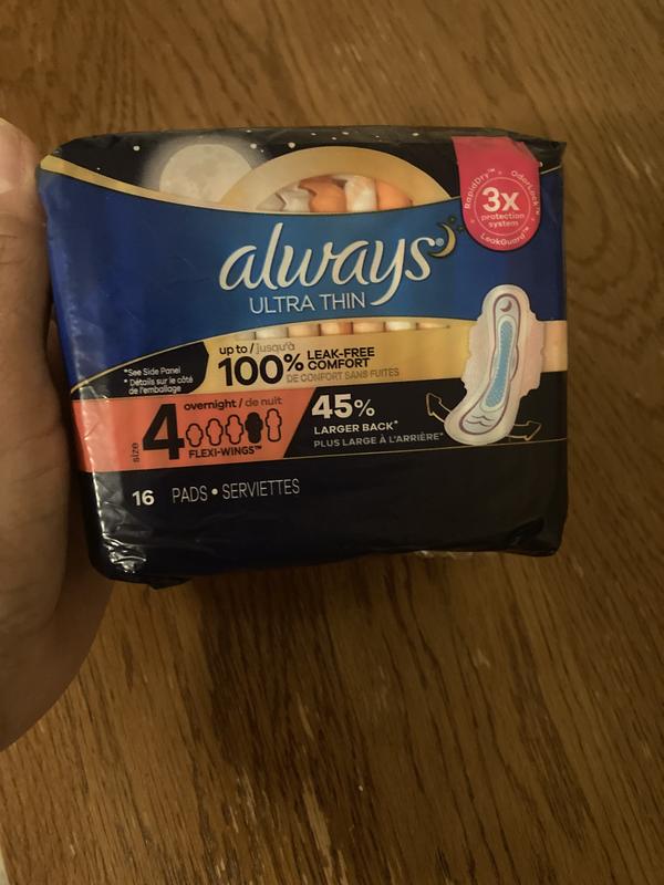 Always Ultra Thin Pads with Wings Overnight Absorbency Size 4 Unscented, 36  count - Fry's Food Stores