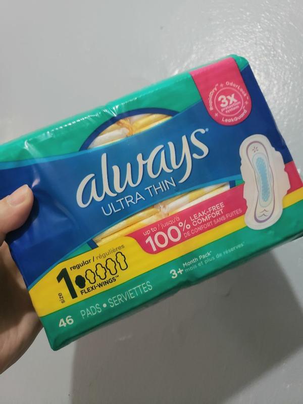 Always Ultra Thin Feminine Pads without Wings for Women, Size 1