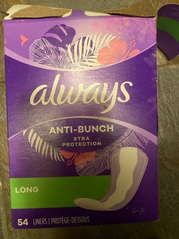 Always Anti-Bunch Xtra Protection Daily Liners, Long Length