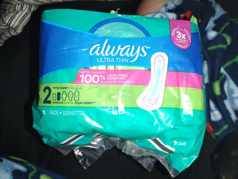 Always Ultra Thin Feminine Pads without Wings for Women, Size 2, Long Super  Absorbency, Unscented 40 Count