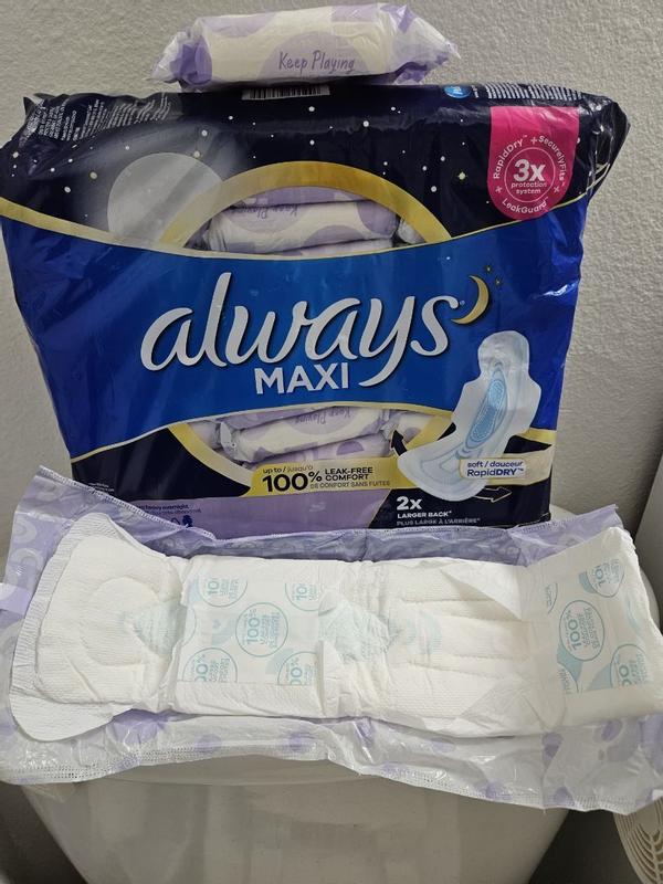 Always Maxi Overnight Pads with Wings for Women, Size 4, Overnight  Absorbency, Unscented 48 Count