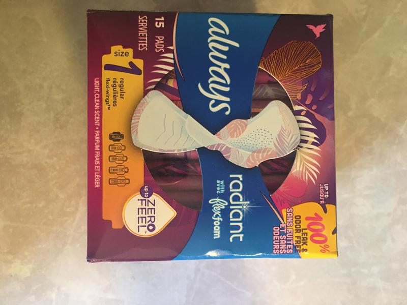 Always Radiant Pads, Teen Regular, with Wings Scented, Size 1