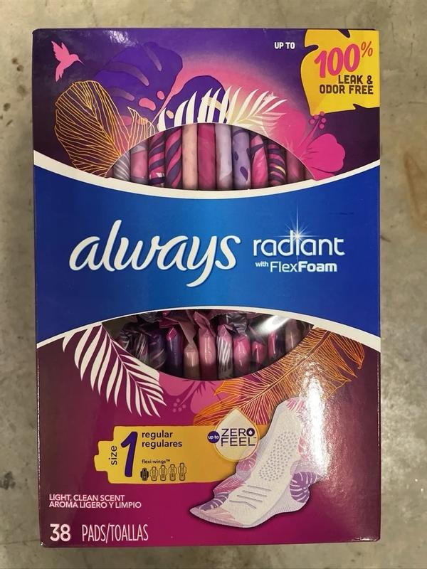 Always Radiant Pads, Teen Regular, with Wings Scented, Size 1
