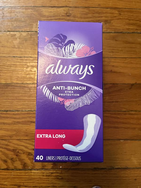 Always Anti-Bunch Xtra Protection Daily Liners, Regular Length, Unscented,  100 Count
