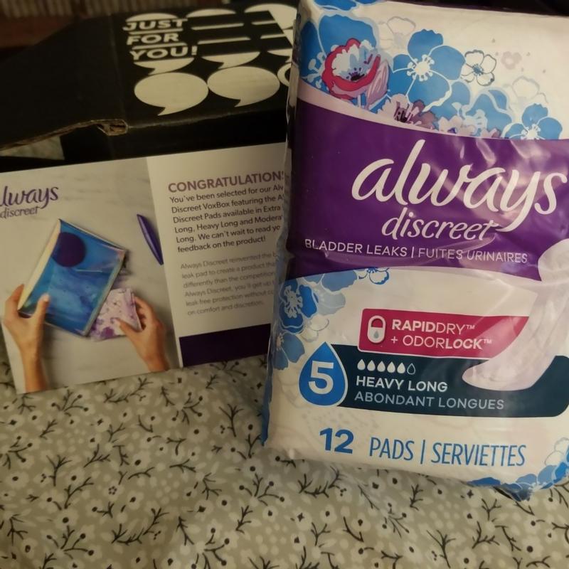 Always Discreet Adult Incontinence Pads for Women, Heavy Absorbency,  Regular Length, Postpartum Pads, 48 CT