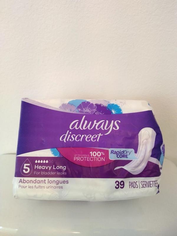 Discreet Incontinence Liners, Very Light Absorbency, Long Length, 44 units  – Always : Incontinence