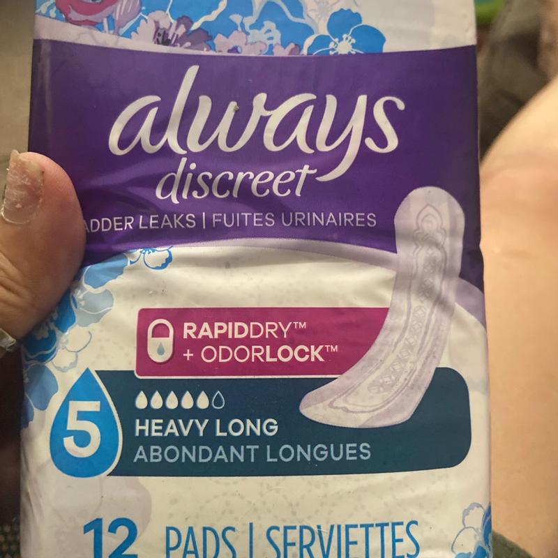 Always Discreet Adult Incontinence Pads for Women, Heavy Absorbency,  Regular Length, Postpartum Pads, 48 CT