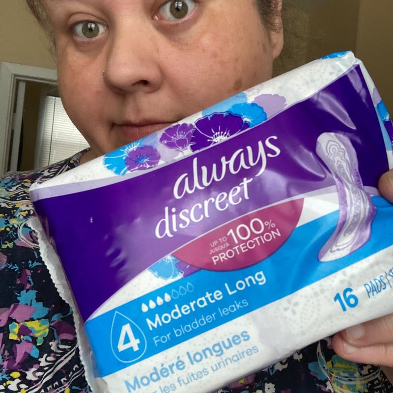 Always Discreet Adult Incontinence Pads for Women, Moderate