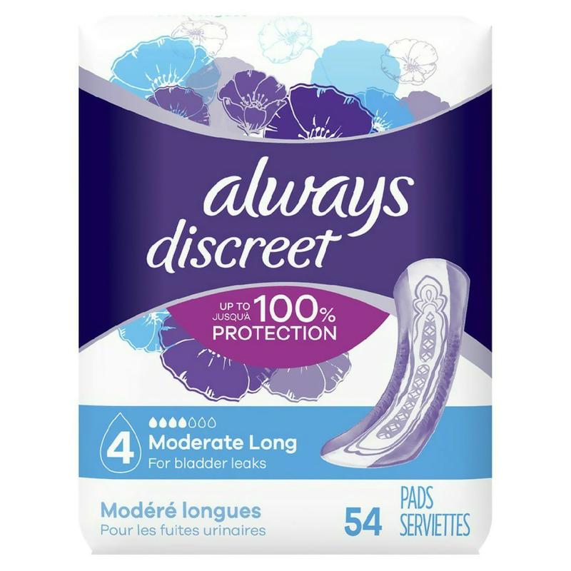 Always Discreet Incontinence Panty Liners for Bladder Leaks, 2 Size, Very  Light Absorbency, Long Length, 44CT 