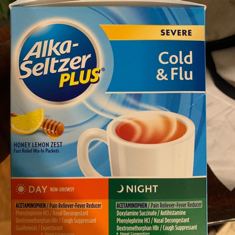 Alka-Seltzer Plus Day/Night Severe Cold, Cough, Mucus & Congestion Relief,  Honey Leamon, 12 Packets | Rite Aid
